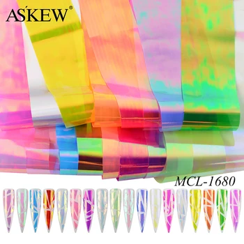 10/18pc/Pack 4*100cm Aurora Nail Art Kleebis Purunenud Klaasi Tükk 3D Peegel Mõju Foolium Kommi Paberi Decal Kaunistamiseks Maniküür Tööriist