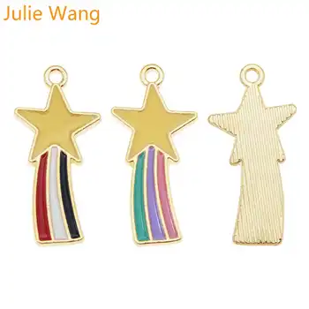 Julie Wang 4TK Emailiga Star Meteoor Võlusid Värvikas Sulami Kulla Tooni Kaelakee, Käevõru, Kõrvarõngad Ehted Tegemise Tarvik