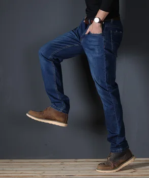 X905 -2020 suvel teksad meeste straight fit suur keskelt talje meeste teksad elastne lihtne äri püksid