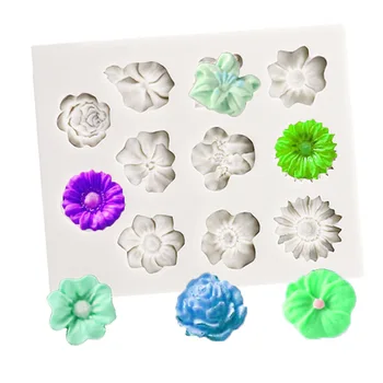 Päevalill Kasvas Lilled Kujuga Silikoonist Hallituse Kook Piiri DIY Kaunistamiseks Šokolaadi -, Suhkru-Käsitöö polümeersavist Käsitöö 3D Vorm Vahendid