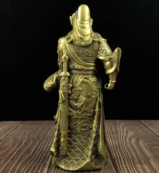 Hiina seiko messing Võitluskunstide jumal Guan Yu käsitöö kuju