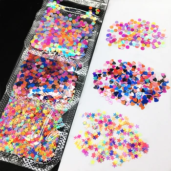 3 kotid Värvikas Star 3D Küünte Kaunistused Mustast Võlusid Küünte Paillette Ringi Tarvikud Maniküür Naelte Disainilahenduse