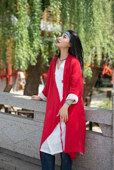 Aransue 2021 Uus Naiste Hiina Stiilis Pikk Särk Suvel Kimono Särgid Elegantne Pluusid Pika Varrukaga Top #BXF365