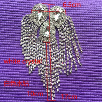 Pisar-drop crystal applique pikk tutt jaoks rõivad, õlgadel kaunistused rhinestone applique salli jaoks hairdress kaunistused