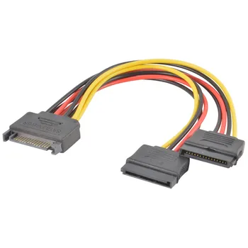 SATA Power 15-pin Y-Splitter Cable Adapter Meeste ja Naiste Jaoks, HDD kõvaketas 20AWG vasktraat