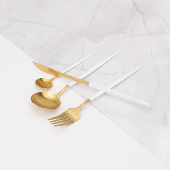 Terasest Dinnerware Komplekt 4 Tükki Tabel Nuga Kahvel Lusikas Teal Kuldne Söögiriistad Lusikas Vikerkaar Söögiriistade Komplekt Lauanõud Kuld Dropshipping