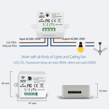 WIFI Mini Moodul Tuya Smart Light Switch 433MHz Surunupp-Lüliti Traadita Hääl Kaugjuhtimispuldi Taimer Google ' i Kodu Alexa 220V10A