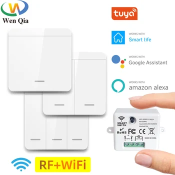 WIFI Mini Moodul Tuya Smart Light Switch 433MHz Surunupp-Lüliti Traadita Hääl Kaugjuhtimispuldi Taimer Google ' i Kodu Alexa 220V10A