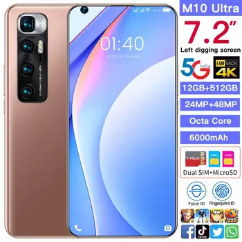 Globaalne Versioon M10 Ultra 7.2 Tolline 12/512 GB Android10 täisekraan 4G 5G Nutikas Telefon kahe SIM-kaardiga Mobiiltelefoni Okta Core mobiiltelefoni