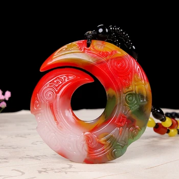 Hiina Värvikas Jade Dragon konks Ripats Kaelakee Ehted Mood Tarvikud, Käsitsi Nikerdatud Mees Naine Õnne Amulett kampsun kett