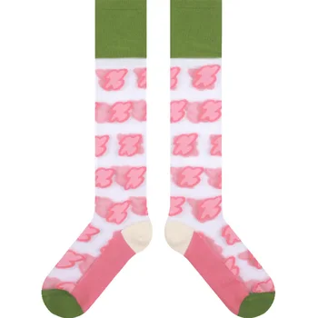 Lill Naiste Sokk Cartoon Naine Sokid Pikk Womans Kõrge Toru Vabaaja Puuvillane Sox Tüdrukute Kevad-Suvine Õhuke Trendikas Lilleline Skarpetki