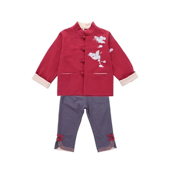 Laste Tang kostüüm Hanfu 한푸 kevad sügis poiste vabaaja ülikond baby puuvillased ja linased lasteriided kostüüm poisile riided