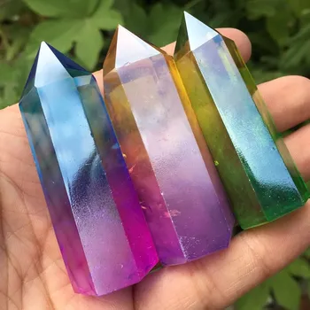 Titanium Rainbow Aura võlukepp punkte looduslike kivide ja kristallide tervendav kvarts trahvi kodu kaunistamiseks