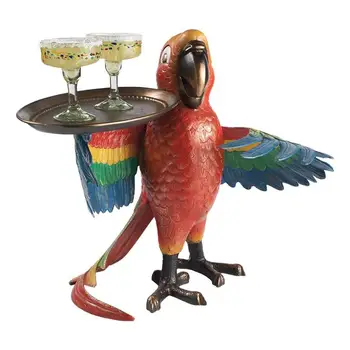 Papagoi Pool Lauda Värvikas Värvitud Vaik Kuju Looma Skulptuur Pool Lauda Siseruumides Väljas Kaunistamiseks Kawaii Tarvikud