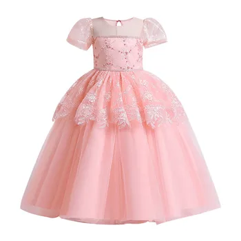 Tüdrukute Kleidid Sünnipäeva Pärlitest Lill Elegantne Printsess Kleidid, Pits Tikand Pulm Kleit Tüdrukute Riided