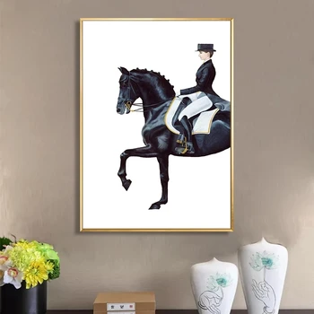 Euroopa Horsewoman Lõuend Abstraktse Maali Poster Print Seina Art Pilt elutuba Vahekäiguga Studio Kodu Kaunistamiseks Plakat