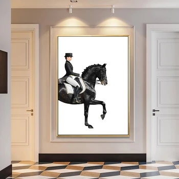 Euroopa Horsewoman Lõuend Abstraktse Maali Poster Print Seina Art Pilt elutuba Vahekäiguga Studio Kodu Kaunistamiseks Plakat