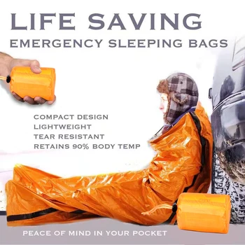 Elu Säästmise Avarii magamiskott Multi-use Mylar Tekk Resiliant Korduvkasutatavad Õues magamiskott Kompaktne Survival Teki Kott