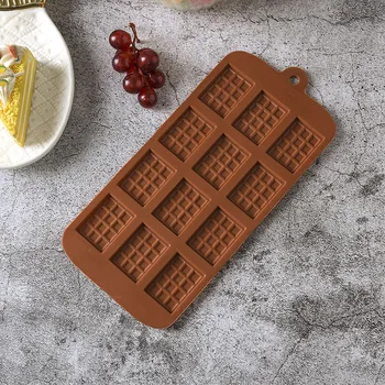 3D Square Silikoon Šokolaad Vormidesse Baar Candy Bakeware 12 Isegi Non-stick Hallituse Vahvel Kommi, Šokolaadi Silikoonist Vormid Toiduvalmistamis