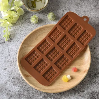 3D Square Silikoon Šokolaad Vormidesse Baar Candy Bakeware 12 Isegi Non-stick Hallituse Vahvel Kommi, Šokolaadi Silikoonist Vormid Toiduvalmistamis