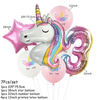 Rainbow Unicorn Pool Õhupalli Ükssarvik Sünnipäeva Teenetemärgi Number Õhupalli Laste Sünnipäev Laste Mänguasja Kaunistamiseks Palli
