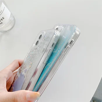 Vedelik Raba Bling Sära Telefon Case For iPhone 11 12 Pro Max XR, XS Max X 7 8 Plus 12 Mini Water Shine Räni Neoon Liiva