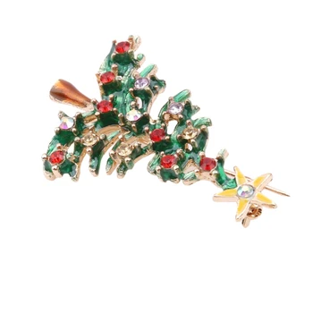 Retro Christmas Seeria Pin-Jõulud Puu Õõnes Läbi Kaunistatud Rhinestone Pross