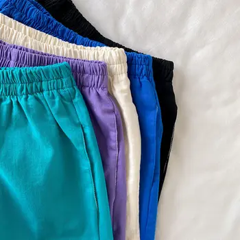 Lühikesed püksid Naiste Suvine Kõrge Elastne Vöökoht Armas Tüdrukute korea Stiilis Õpilased Streetwear Kõik-mängu Puhas Lihtne Mõõdus Vaba aja veetmise Daam