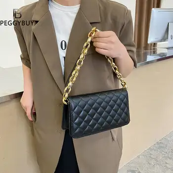 Famous Branded Women's Shoulder Bags 2021 Designer Thick Chain Purses And Handbags Clutch Bags Ladies Luxury Crossbody Hand Bag