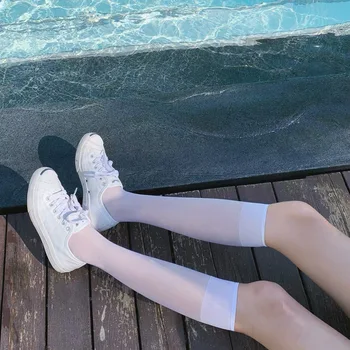 Keskmine toru sokid, valge jalg sokid, kevadel ja suvel õhuke valge südamikuga silk läbipaistvad sukad, Jaapani JK