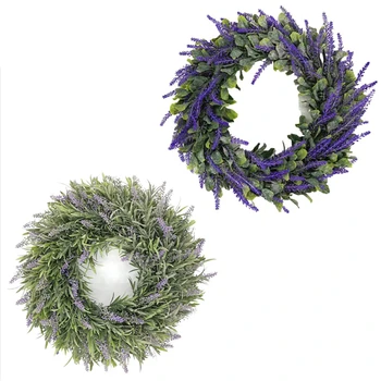 33cm/40cm Kunstlik Lavendel Pärg Vanik Pulmapidu välisuks Seina Riputamise Decor Simulatsiooni Phoenix Leaf Pärg Ornament