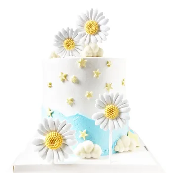 1tk Valge Daisy Vaik Cake Toppers Sünnipäeva Magustoit Teenetemärgi Pulmapidu Cupcake Torukübar Fondant Kook Decor Tarvikud