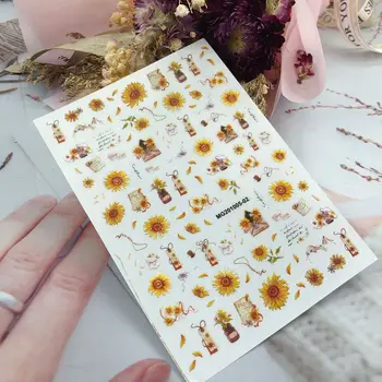 3D Küünte Kleebis Sügisel Chrysanthemum Disain DIY Vihjeid Nail Art Ornament Pakendi isekleepuvad Üleandmise Decal Liugur