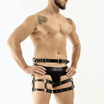2021 Mees Rakmed PU Nahast Bondage Vaoshoitust Kit Seksuaalse Halloween Kostüümid Gay Pesu Clubwear Seksikas Cosplay Top Tarvikud