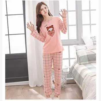 Kevadel Pidžaamad Puuvill Pj Pidžaama Komplekt Naistele Cartoon Sleepwear Tüdruku Pajama Komplekti Pijamas Tüdruk Pidžaamad Kodu Riided