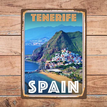 Tenerife Hispaania Metallist Tina Märk Metallist Märk Kodus Ruumi Seina Decor Retro Vintage Stiilis Reisi Plakat