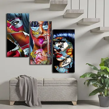 Abstraktne Graffiti Naiste Portree Värvikas Õli, Lõuend maalisid Plakateid Pildid Seina Art Pilt elutuba Home Decor Cuadros