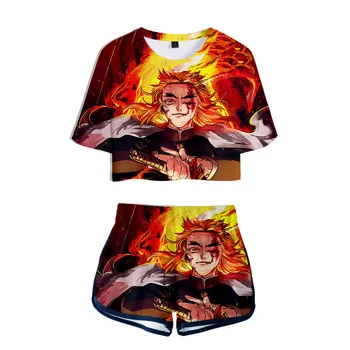 Demon Slayer Tera Midouzi 3D Uus Naba Lühikesed Varrukad lühikesed Püksid Naiste Ülikond Suvel Sobiks ujumistrikoo naistele Tüdruk anime riided