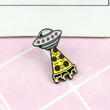 Armas UFO Pizza Emailiga Sõle Ruumi Kosmoselaeva Kujuline Galaxy Pin-Kid Uurida Universumi Saladus Kingitus Pääsme Sõbrad Ehted