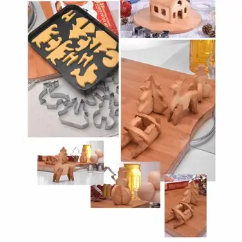 18-osaline Biskviit Mudel Roostevabast Terasest 3D-kolmemõõtmeline Küpsise Vormida Piparkoogid Maja Küpsise Hallituse Bakeware Köök Tööriistad