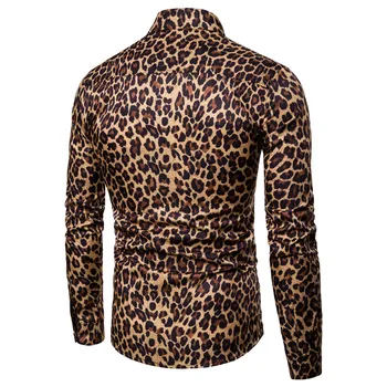 2021 Mens Fashion Leopard Print Särk Kvaliteetse Pika Varrukaga Särk Sotsiaalne Mees Juhuslik Isik Homme Särk