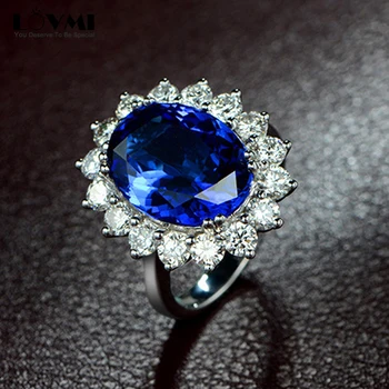 Vintage 925 Kiip Sapphire Gemstone Rõngad Naistele Avatud Reguleeritav Printsess Diana Lubadus Pulm Lill Rõngas Ehted Kingitused