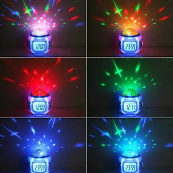Multi-Funtional Kell 7 Värvi LED Muuta Hõõguv Digitaalne Alarm Termomeeter Värv Changable Elektrooniline Kell Home Decor