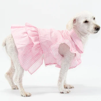 2020. aasta Uus Puuvillane Suvel Koer Kleidid Ruuduline Pulm Kleit Koerad Corgi prantsuse Buldog Koera Riided Seelik Osaline Kostüüm Riided