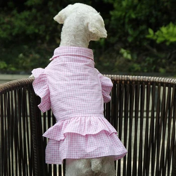 2020. aasta Uus Puuvillane Suvel Koer Kleidid Ruuduline Pulm Kleit Koerad Corgi prantsuse Buldog Koera Riided Seelik Osaline Kostüüm Riided