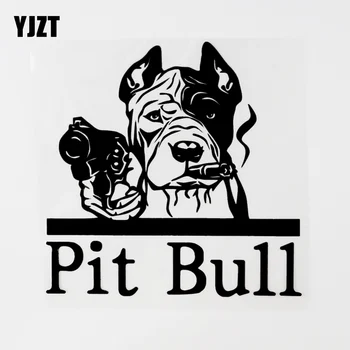 YJZT 16.5CM×16.2CM Interesting Animal Pitbull Vinyl Car Sticker Decal Black/Silver 8C-0751