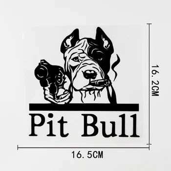 YJZT 16.5CM×16.2CM Interesting Animal Pitbull Vinyl Car Sticker Decal Black/Silver 8C-0751