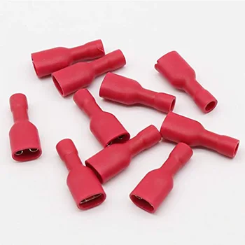 100 TK FDD 1.25-250 MDD1.25-250 6.3 mm Punased Naine + Mees Labidas Isoleeritud Elektri-Press Terminal Pistikud Juhtmed Kaabli Pistik