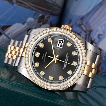 41mm Fashion Kellad parima Kvaliteediga 18k Yellow Gold Watch Meeste Diamond Dial & Bezel 18038 Meeste Vaata AAA Brändi Luksuslik Käekell