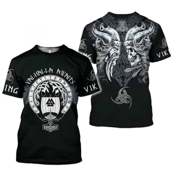 Viking print T-särk meeste vett hülgav casual trend isiksuse riided punk Harajuku suvel uus stiil 2021